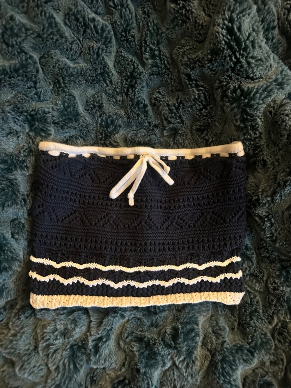 Hollister Crochet Lined Tube Top Navy